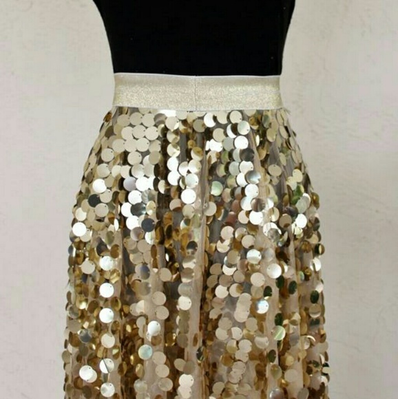 ThePrincessesArmoire | Skirts | Hp Gold Large Sequin Maxi Gown Circle ...